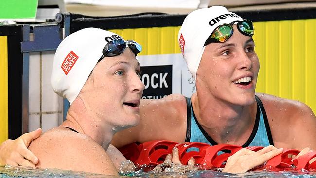 Sisters Cate and Bronte Campbell will do battle again in the pool at the Gold Coast Commonwealth Games. Picture: Getty Images