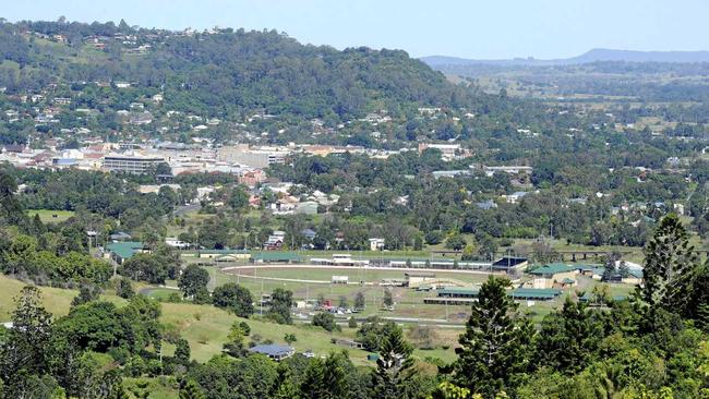 Elevated view Lismore from North Lismore Plateau showing the Showground. Picture: Cathy Adams