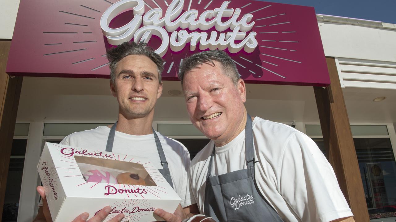 Nathan Egan (left) and Tom Potter of Galactic Donuts in Toowoomba. Picture: Nev Madsen