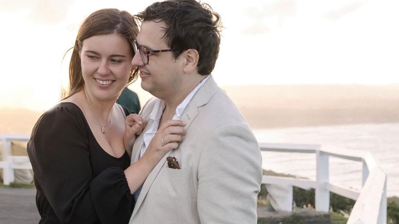 David Sharaz proposed to Brittany Higgins in Byron Bay on New Year’s Eve in 2022. Picture: Instagram