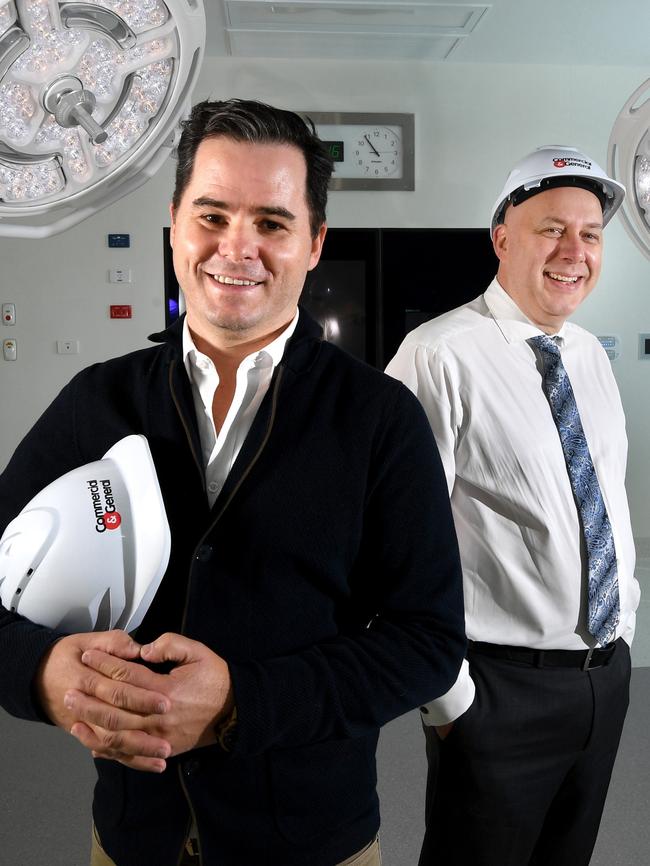 Commercial &amp; General executive chairman Jamie McClurg and CEO Trevor Cooke at the Calvary Adelaide Hospital. Picture: Tricia Watkinson