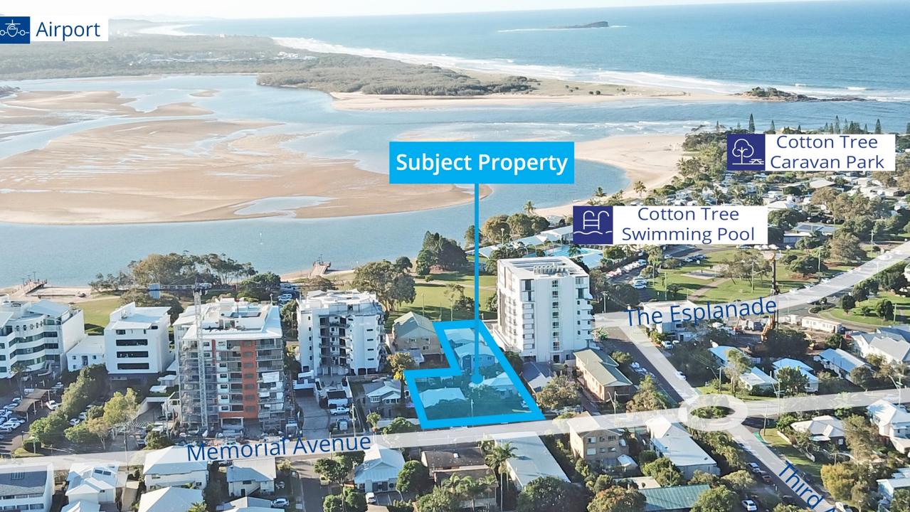 The site at 17 The Esplanade and 62 to 64 Memorial Av in Cotton Tree sold for $6.95m.