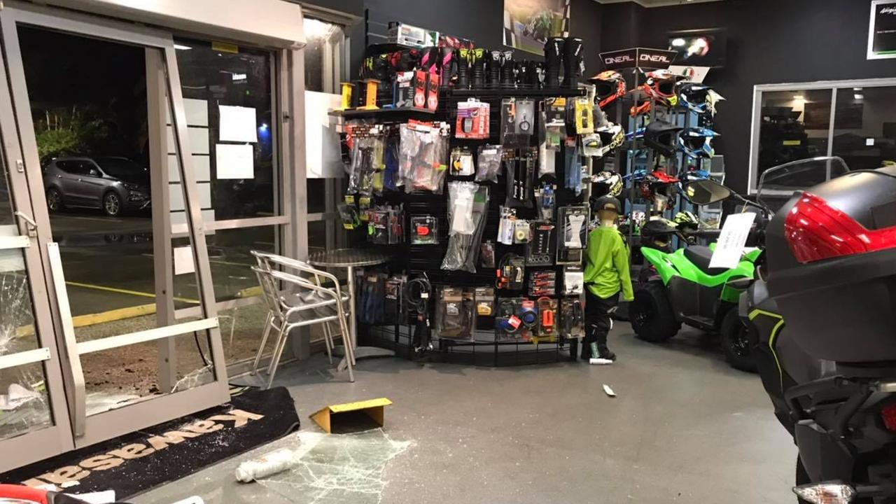 The damage left behind at Mackay Kawasaki.