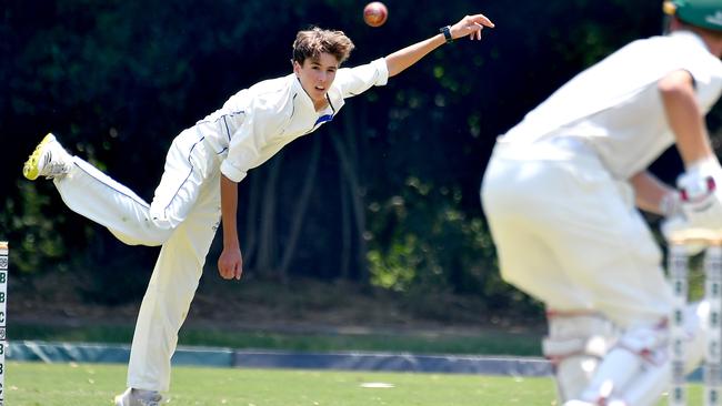 Churchie bowler Charlie Moore. Picture, John Gass