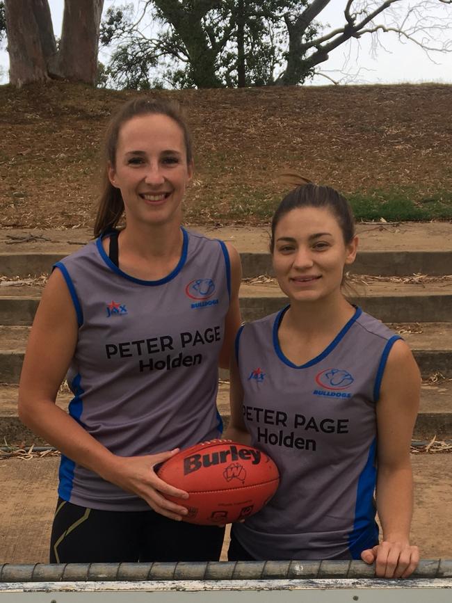 Central District SANFLW players Madison Kalleske and Shelby Smith. Picture: Supplied, Central District Football Club