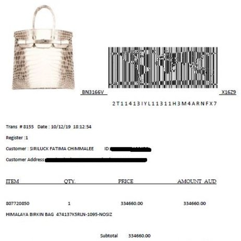 The fake invoice sent to Chimmalee. Picture: supplied