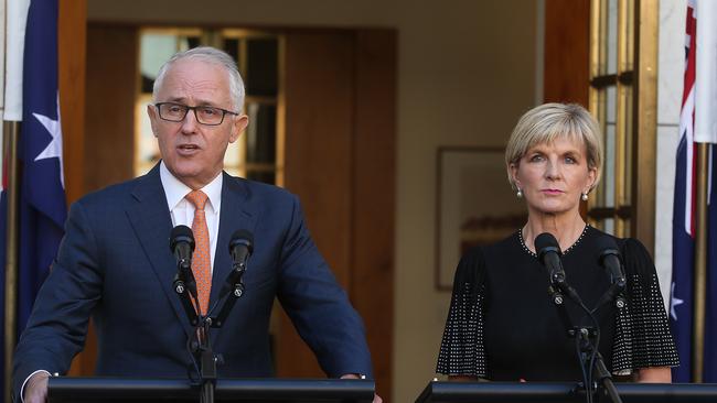 PM Malcolm Turnbull and Minister for Foreign Affairs Julie Bishop in Canberra. Picture: Kym Smith