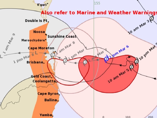 The latest track map issued by the Bureau on Thursday afternoon.