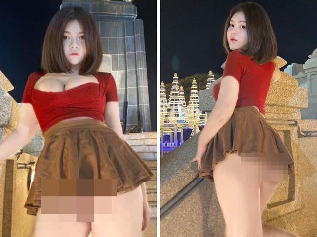 A model is facing five years in prison for taking ‘upskirt’ pictures at a royal monument in Thailand.