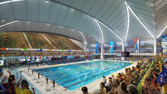 The National Aquatics Centre main indoor pool would seat nearly 20,000 during the Olympics. Picture: Archipelago Architects