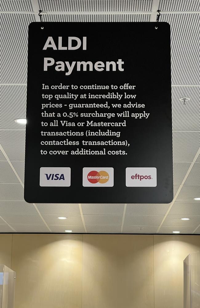 Aldi shoppers have been left scratching their heads over an easy-to-miss detail on signs at the budget supermarket’s checkouts. Picture: news.com.au