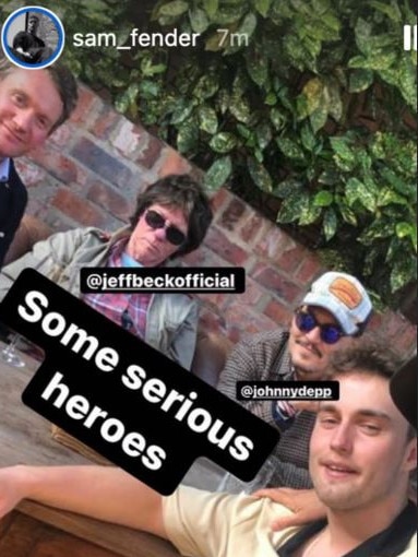 Depp at the pub with musician friend Jeff Beck. Picture: sam fender/Instagram