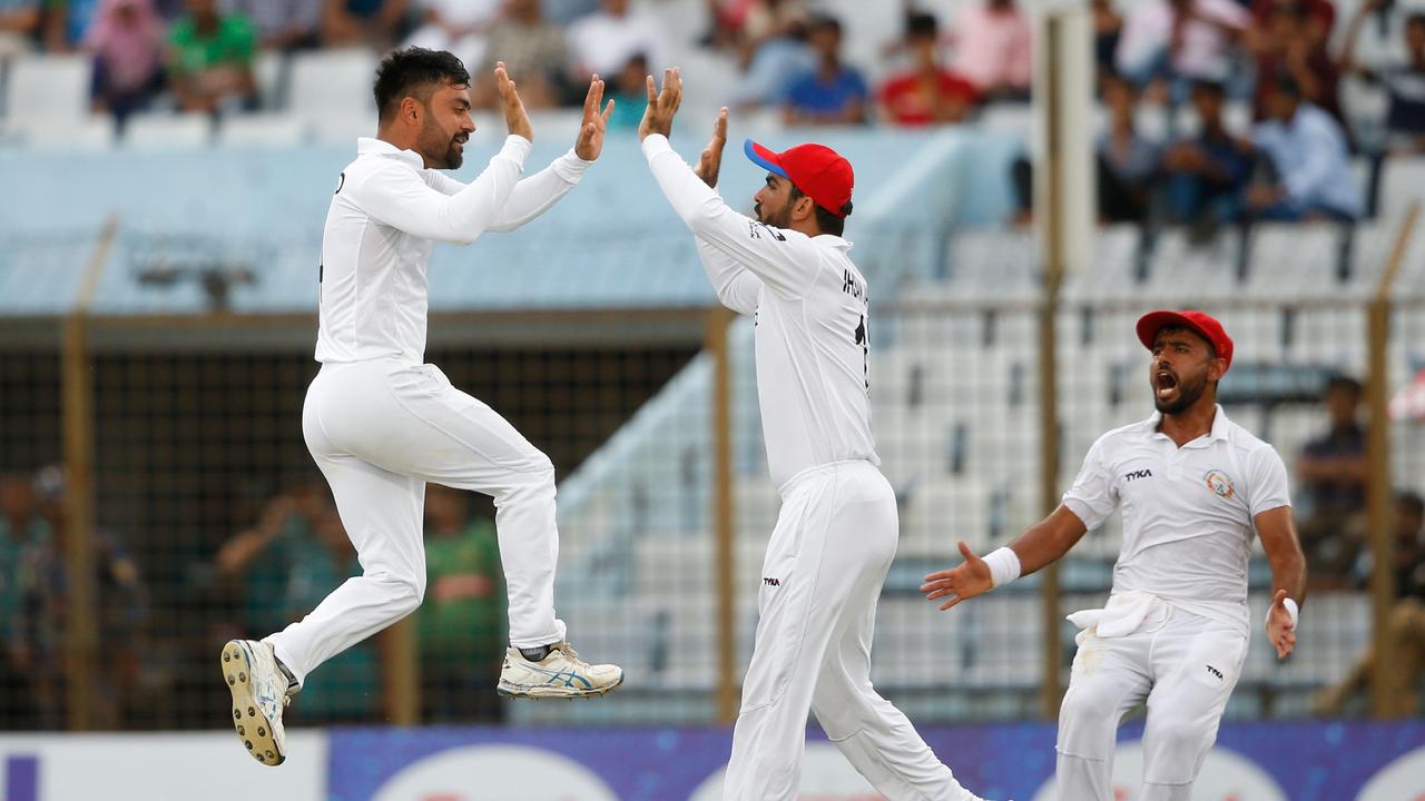 Afghanistan played its first Test match in 2018. Photo by STR / AFP.