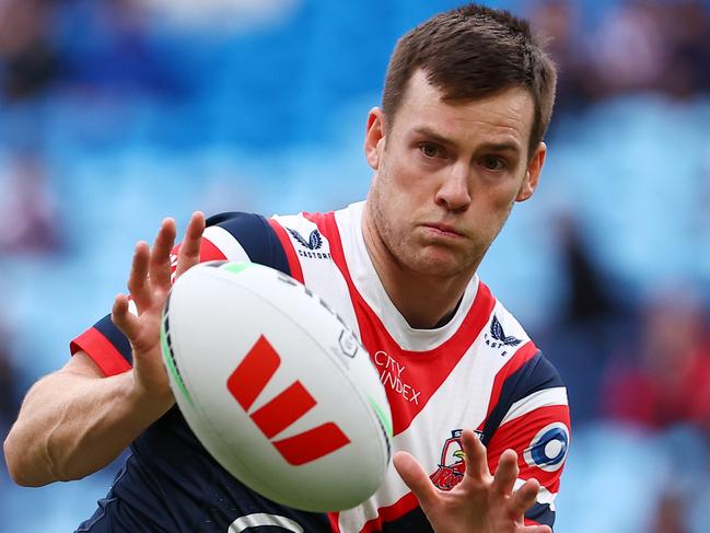 SYDNEY, AUSTRALIA - JUNE 02: Luke Keary of the Roosters warms up prior to the round 13 NRL match between Sydney Roosters and North Queensland Cowboys at Allianz Stadium, on June 02, 2024, in Sydney, Australia. (Photo by Jeremy Ng/Getty Images)