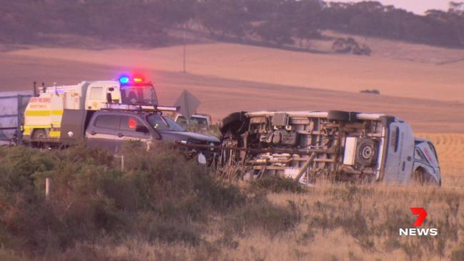 Two women have died following a horror crash at Everard Central near Blyth in the state’s Mid North on Tuesday night. Picture: 7NEWS