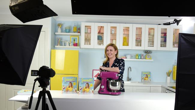 Elise Strachan making a video in her home studio. Photo: Steve Holland