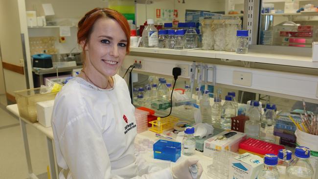 Scientist Dr Kelly Brooks, of the QIMR Berghofer Medical Research Institute, who was part of a study into uveal melanoma, a rare form of melanoma in the eye.