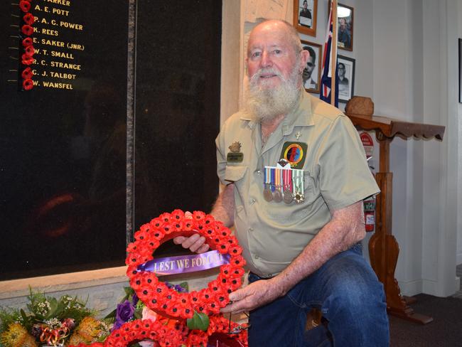 Bowen Vietnam veteran Peter Hannah at the Remembrance Day service at Bowen RSL. Photo: Elyse Wurm