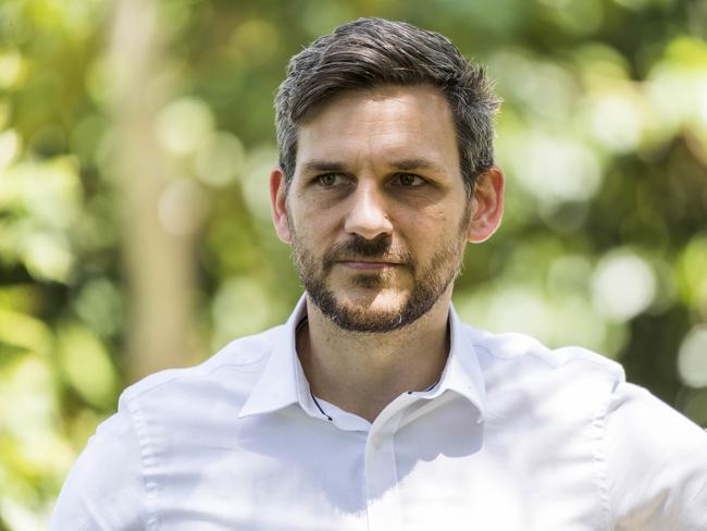 Greens candidate for Maiwar, Michael Berkman speaks to the media during a press conference in Brisbane, Thursday, December 7, 2017. Michael Berkman has claimed victory in the seat of Maiwar for the Greens. (AAP Image/Glenn Hunt) NO ARCHIVING