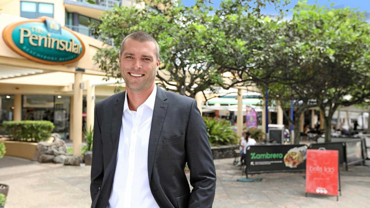 IN DEMAND: Ryan Parry of CBRE Sunshine Coast on site at the Peninsular Resort Mooloolaba that has seen $7.77million in transactions in the past 13 months.