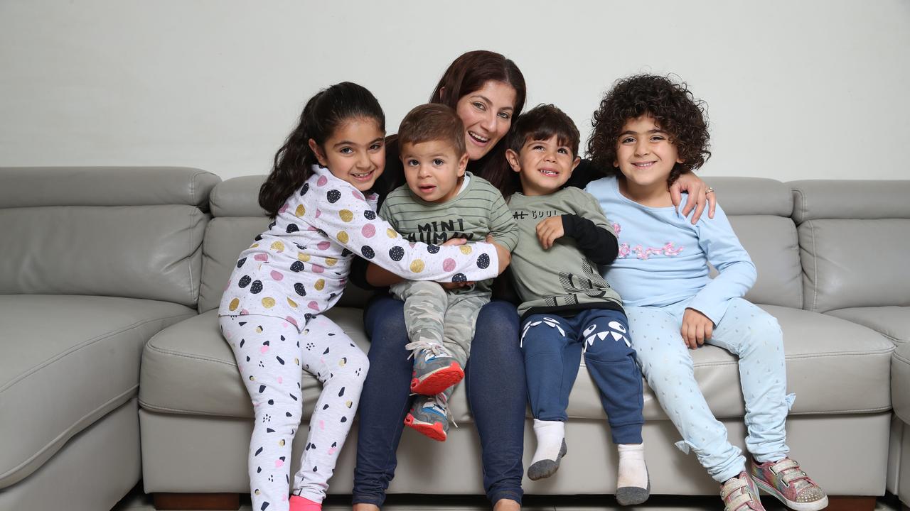 Racquel Bechara with children Nahla, Dorian, Robert and Amelia. Picture: David Swift