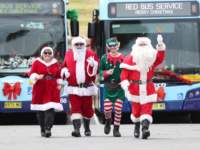 Red Bus drivers Karen Burt, Trevor Williams, Matt Johnstone and Chris Wallace. Picture: Sue Graham