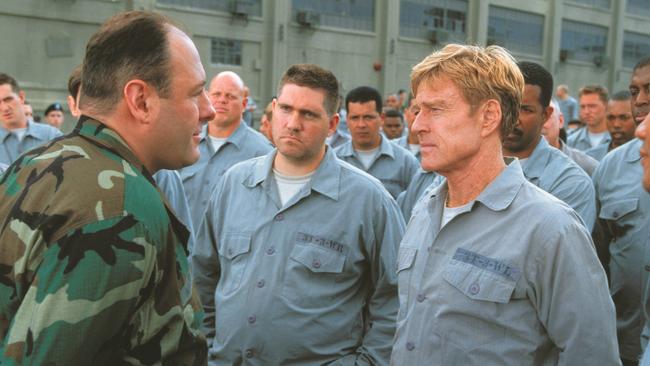 Actors James Gandolfini and Robert Redford in 2001 film The Last Castle.