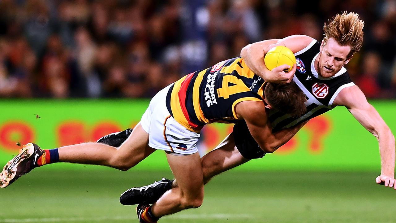 Port Adelaide captain Tom Jonas is struggling at the moment. Picture: Getty Images