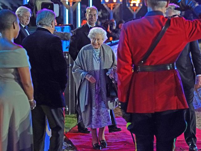 Queen Elizabeth II, with Prince Edward, Earl of Wessex, meets Alan Tichmarsh and Adjoa Andoh (L) following the A Gallop Through History. Picture: Getty Images