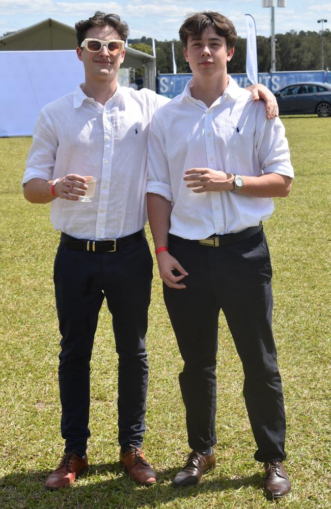 Ben and Jack enjoy their day at the Polo By the Sea event in Maroochydore. Picture: Eddie Franklin