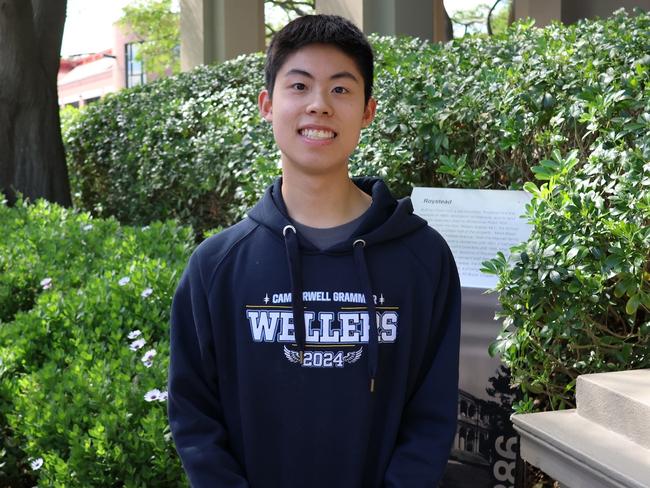 Camberwell Grammar graduate Joel Cheok received five study scores of 50, including one he got last year. He got an ATAR of 99.95. Picture: Camberwell Grammar