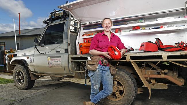 Nominee for Tassie's Best Tradie, Zabreena Menjerovic who also was a football player turned coach.  Picture: zak Simmonds