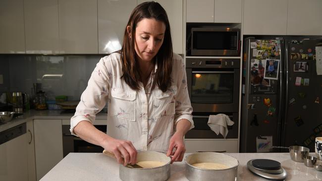 Emma Tiller baking a sponge cake for the Royal Adelaide Show. Picture: Tricia Watkinson