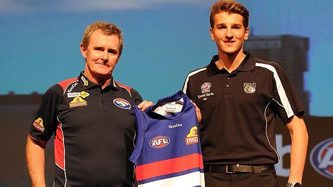 Bulldogs coach Brendan McCartney with new recruit Marcus Bontempelli. Picture: Getty Images