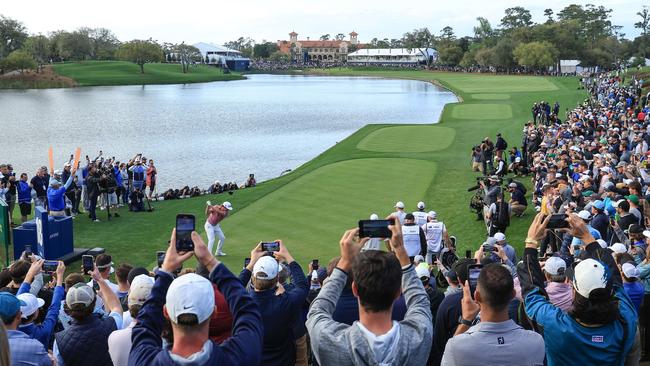 Cameron Smith on the 18th tee at TPC Sawgrass. Picture: David Cannon/Getty Images/AFP