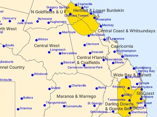 The map showing the path of the storms at 10.11pm.