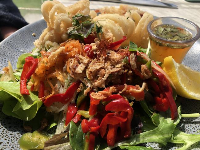 Salt and pepper squid with Asian salad at Bombora on the River... for SA Weekend