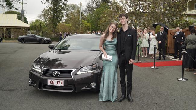 Students arriving in style for the 2024 Glasshouse Christian College formal at Flaxton Gardens.