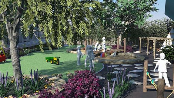 An artist impression the childcare centre’s backyard.