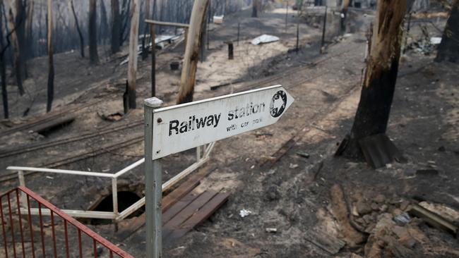 The 2013 bushfire devastation at Clarence Station, near the Zig Zag Railway on The Bells Line of Road. Picture: John Grainger