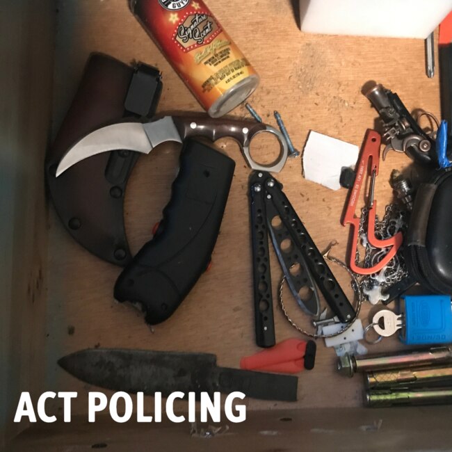 Weapons seized by ACT Policing. Picture: ACT Policing