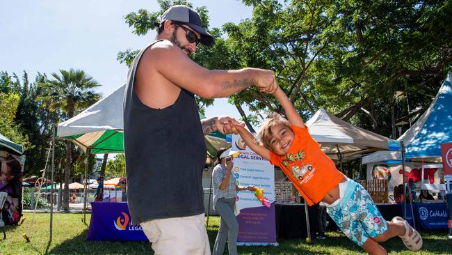 Jarrod and Illuka as Territorians celebrating all things in 2024 at the Darwin Waterfront. Picture: Pema Tamang Pakhrin