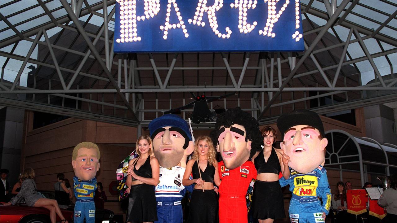 Likenesses of drivers help set the scene for the 1995 Adelaide Grand Prix ball.