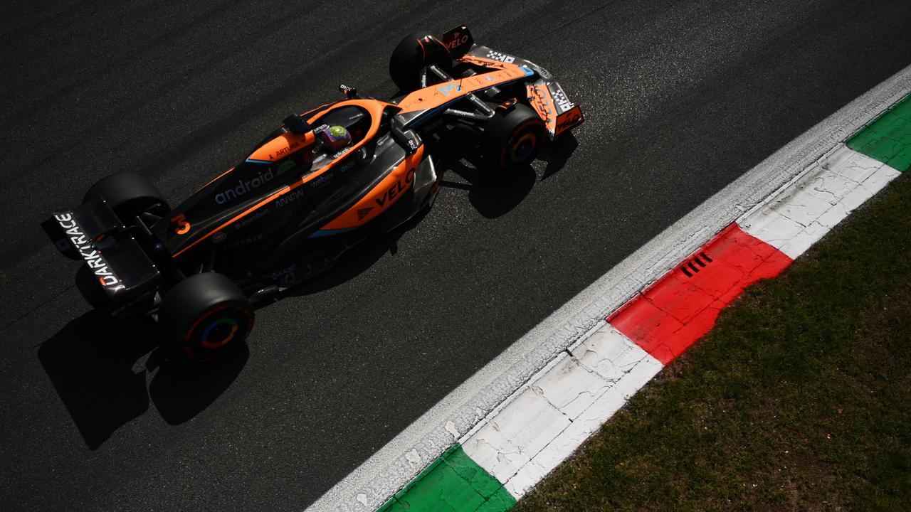 MONZA, ITALY - SEPTEMBER 10: Daniel Ricciardo of Australia driving the (3) McLaren MCL36 Mercedes on track during final practice ahead of the F1 Grand Prix of Italy at Autodromo Nazionale Monza on September 10, 2022 in Monza, Italy. (Photo by Dan Mullan/Getty Images)