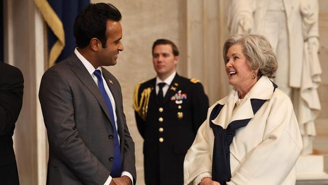 Vivek Ramaswamy with White House chief of staff Susie Wiles, to whom the next head of the United States DOGE Service will report. Picture: Chip Somodevilla/Pool/AFP