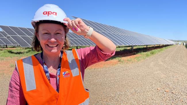 Mount Isa City Council Mayor Peta MacRae at APA's Dugald River Solar Farm which puts 88mw into the North West Grid – the large majority of the power goes to the Dugald River Mine.