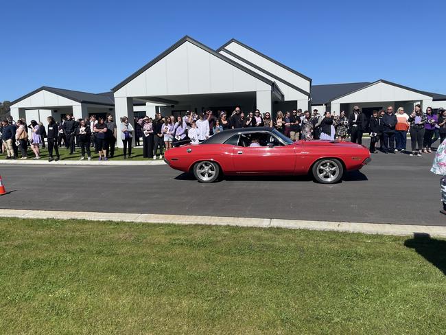 Family and friends gathered for a moving service to honour the life of Caleb Puttyfoot. Picture: Jack Colantuono