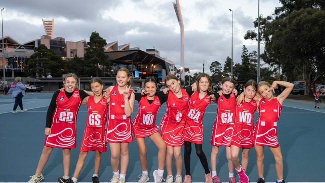 Ocean Grove Cooinda under-11 netball team pull their funniest faces.