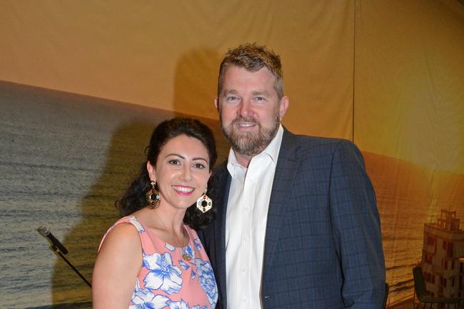 Mary Thurston and Kade Hoy at launch of display for Sunland’s Magnoli apartments, Nerang. Picture: Regina King