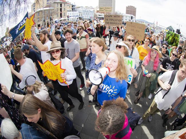 Climate strike rally in Hobart. Picture: RICHARD JUPE
